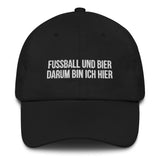 Baseballkappe "Fußball Und Bier, Darum Bin Ich Hier" schwarz