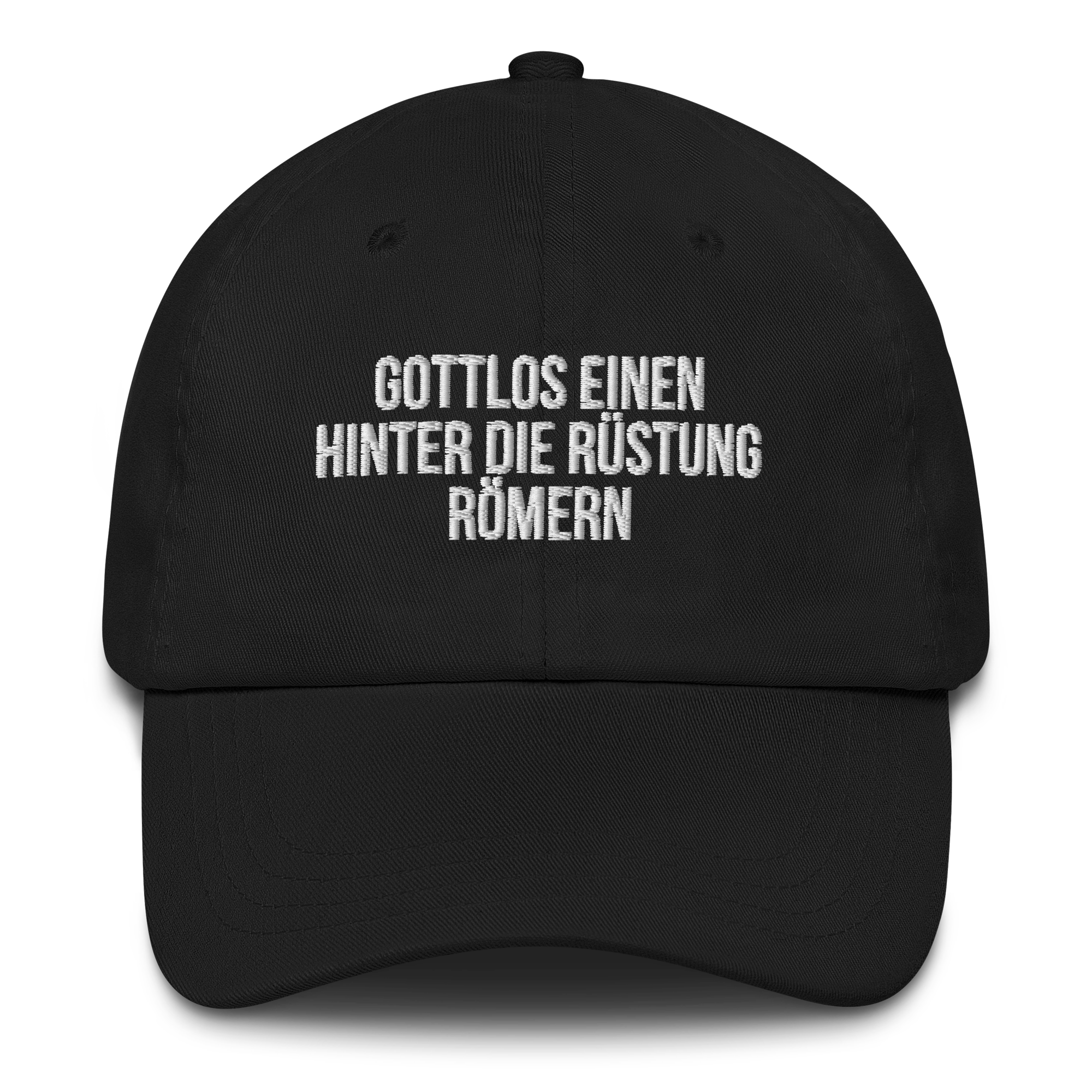 Baseballkappe "Gottlos Einen Hinter Die Rüstung Römern" schwarz