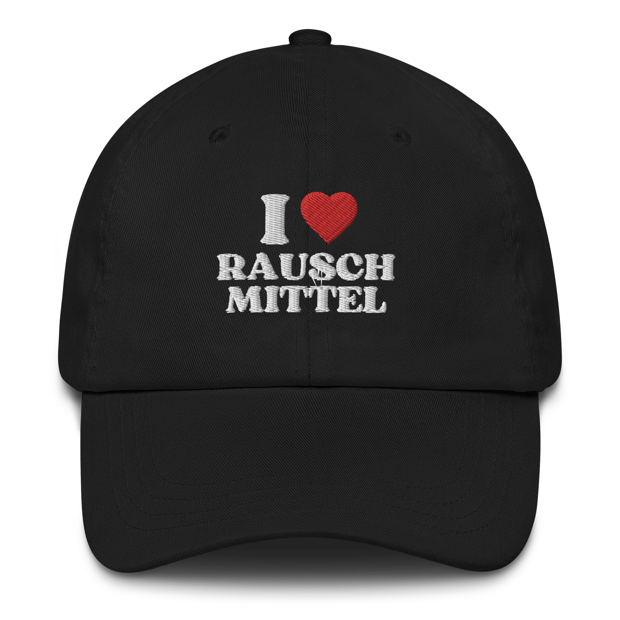 Basebalkappe "I Love Rauschmittel" schwarz