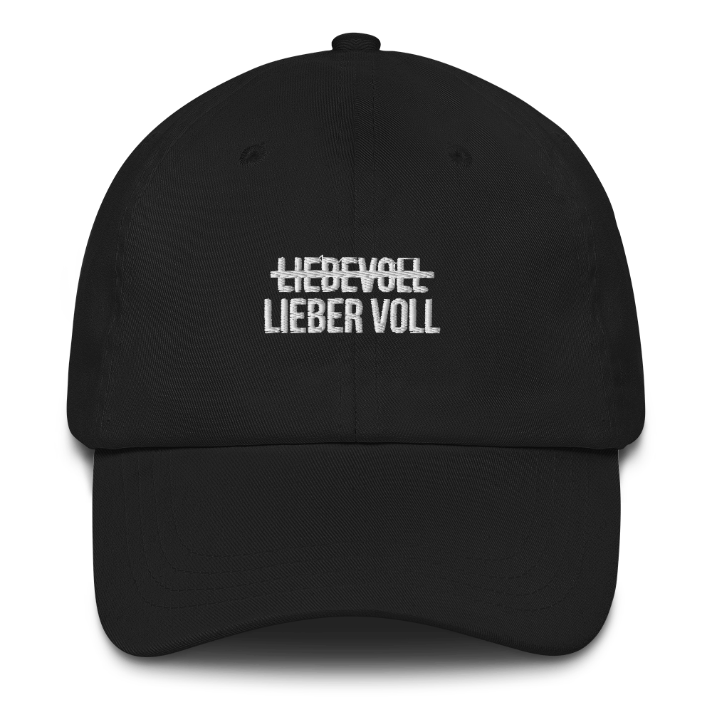 Baseballkappe "Liebevoll / Lieber Voll" schwarz
