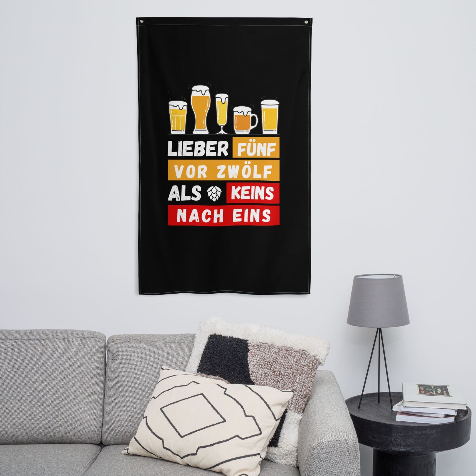 Flagge "Lieber Fünf Vor Zwölf" schwarz