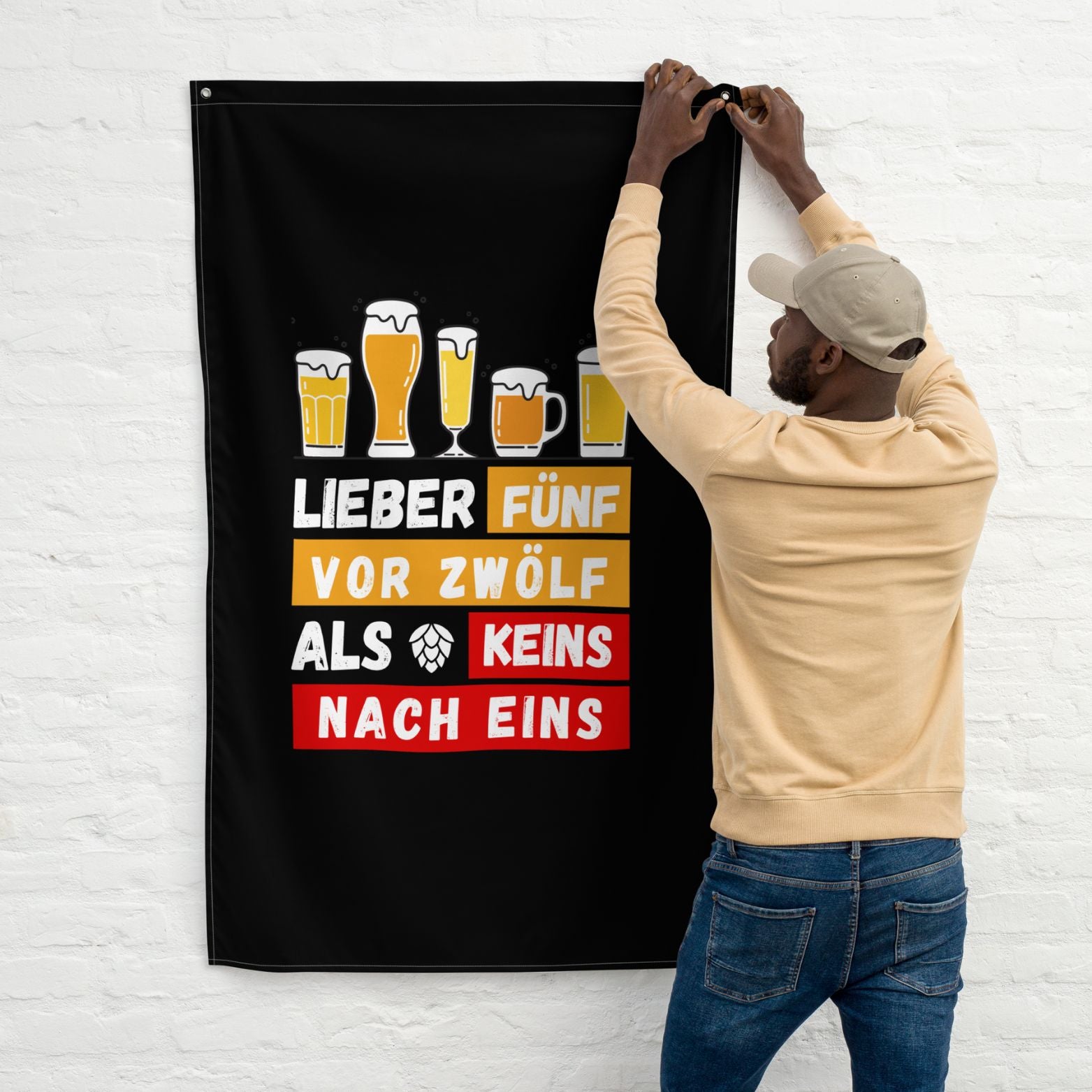Flagge "Lieber Fünf Vor Zwölf" schwarz