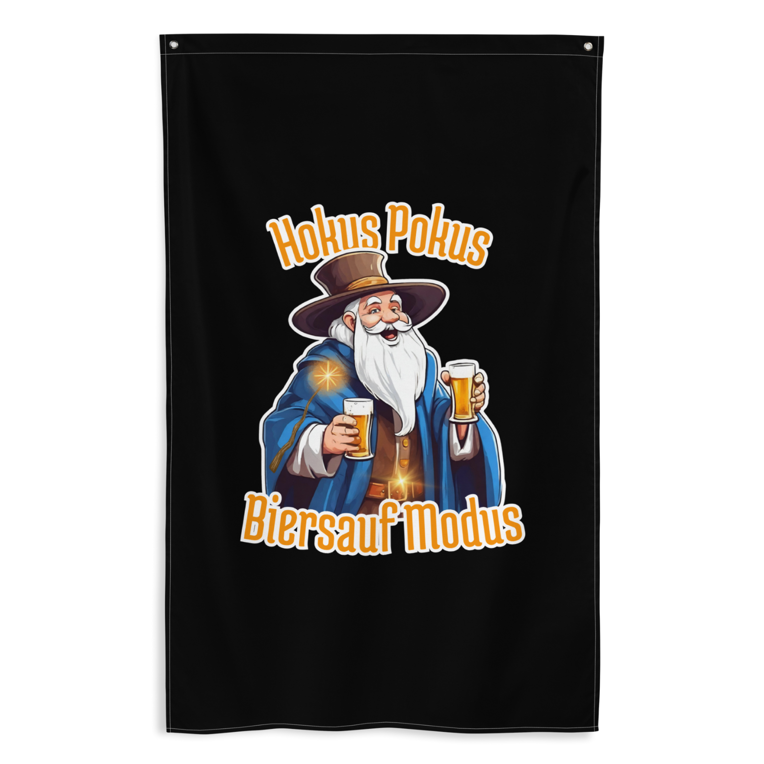 Flagge "Hokus Pokus Biersauf Modus" schwarz