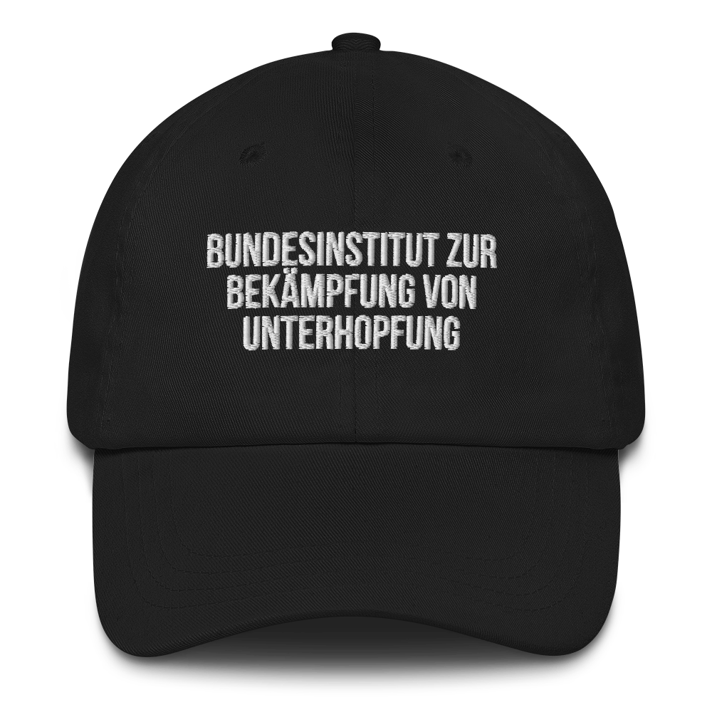 Baseballkappe "Bundesinstitut zur Bekämpfung von Unterhopfung" schwarz