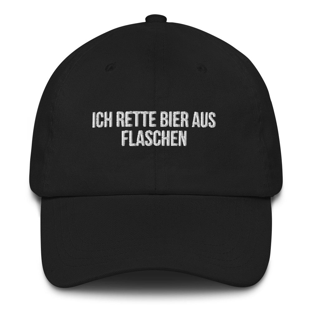 Baseballkappe "Ich Rette Bier Aus Flaschen" schwarz